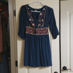 Blue Rain embroidered dress